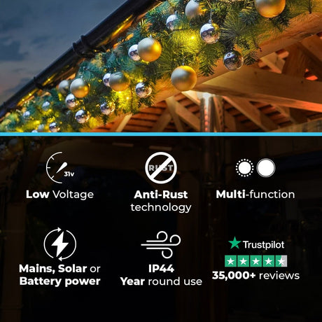 Outdoor ConnectGo® Christmas Garland with Baubles