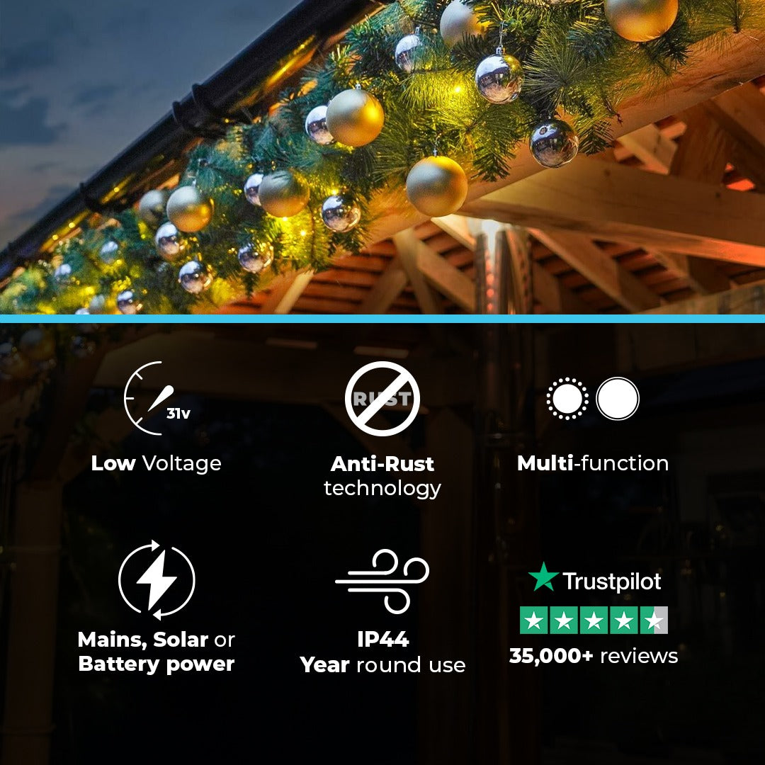Outdoor ConnectGo® Christmas Garland with Baubles