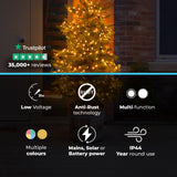 ConnectGo® Outdoor LED Vintage String Lights, Connectable, Dark Green Cable