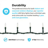 ConnectGo® Outdoor LED Vintage String Lights, Connectable, Dark Green Cable