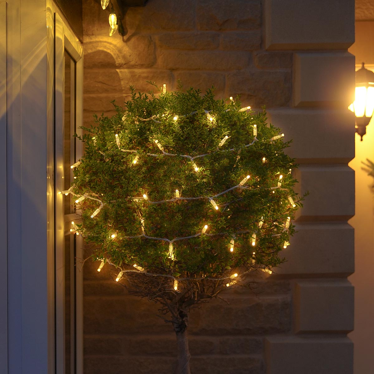 ConnectGo® Warm White Connectable Outdoor Fairy Lights Clear Rubber Cable