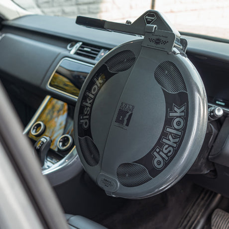 Disklok Diamond Edition Silver Car Steering Wheel Lock, with Storage Bag & Cover