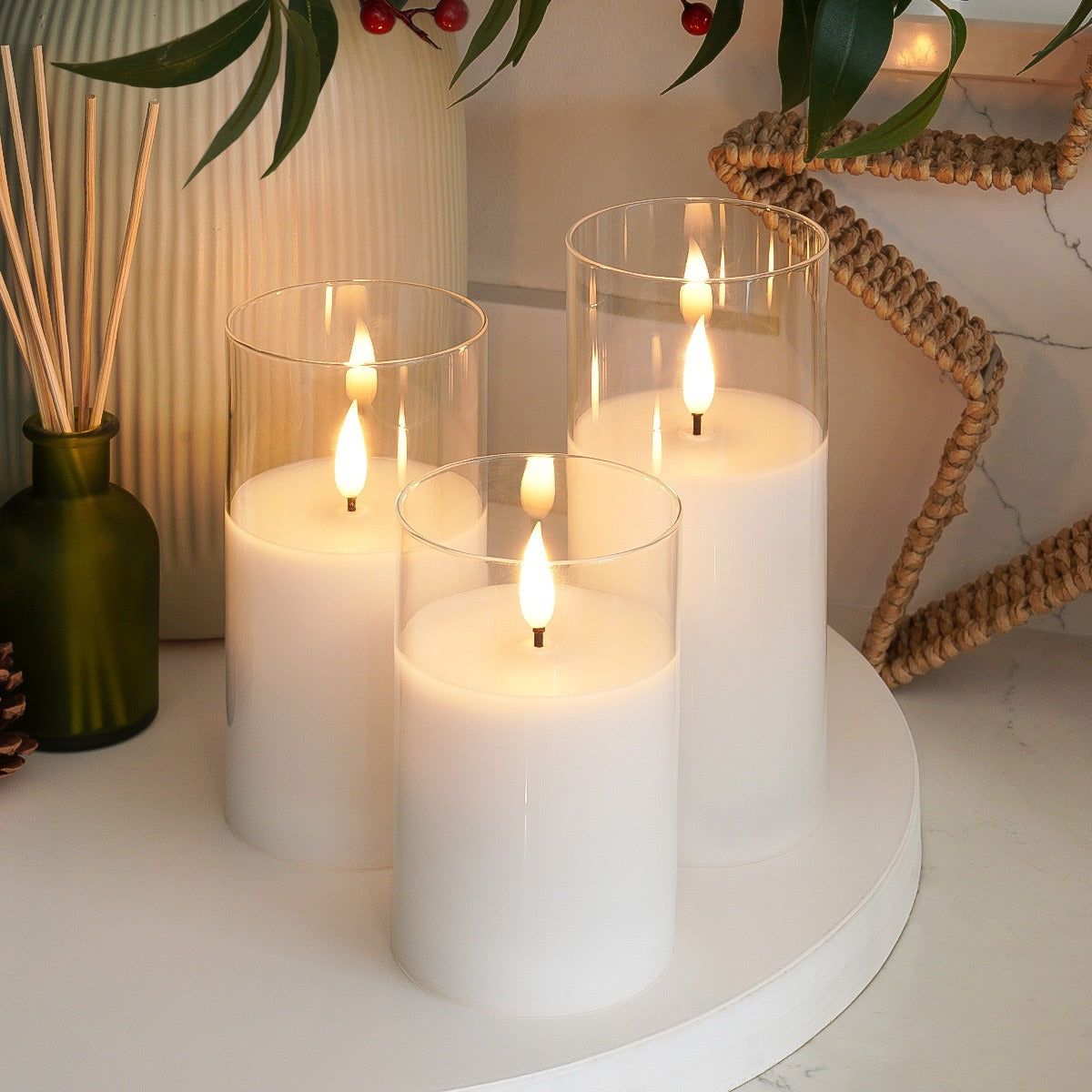 Ember™ Glass Hurricane LED Candle