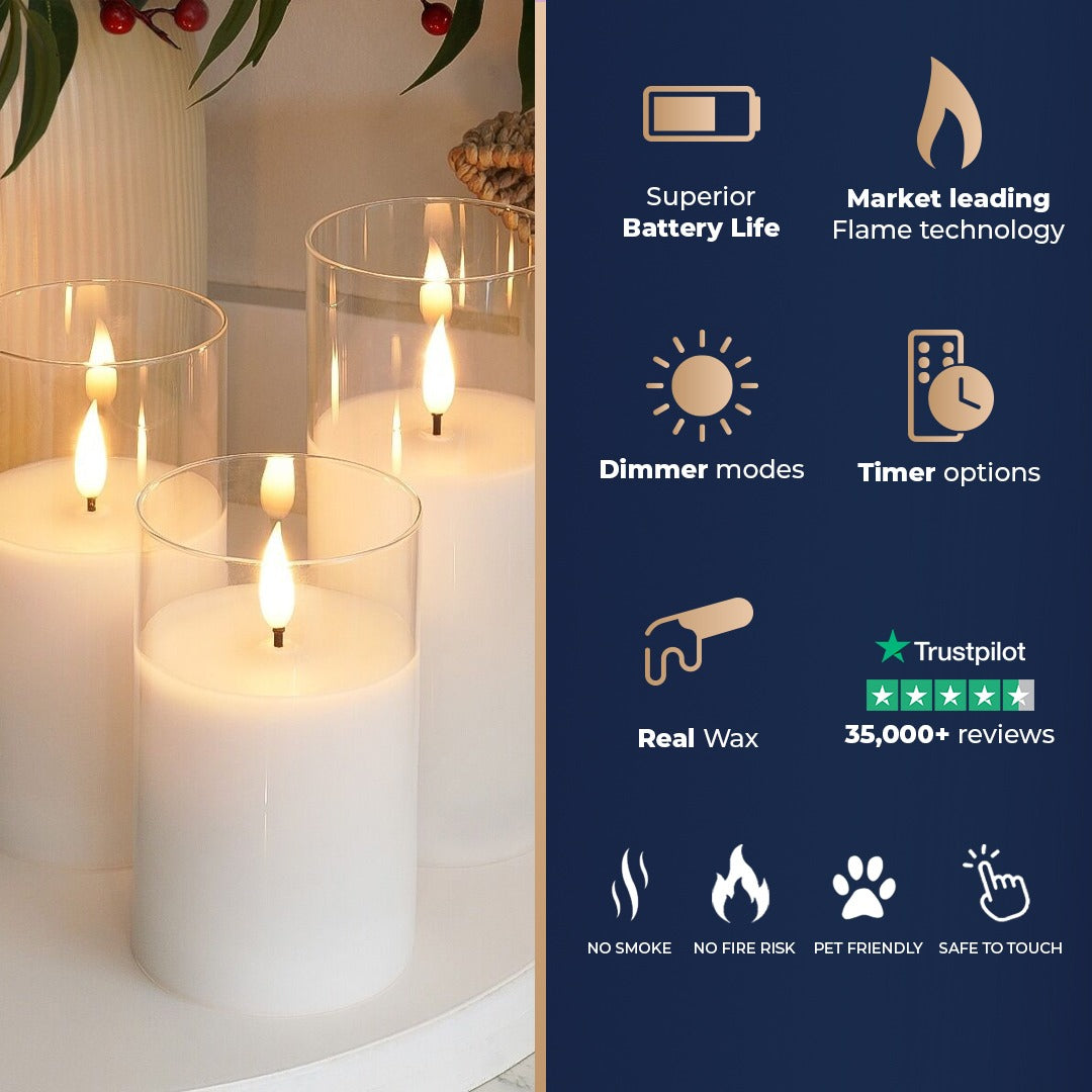 Ember™ Glass Hurricane LED Candle