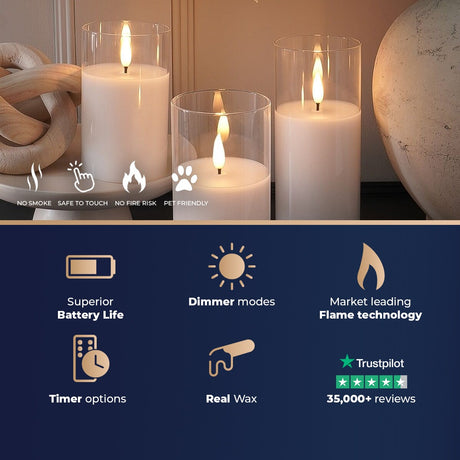Ember™ Glass Hurricane LED Candle