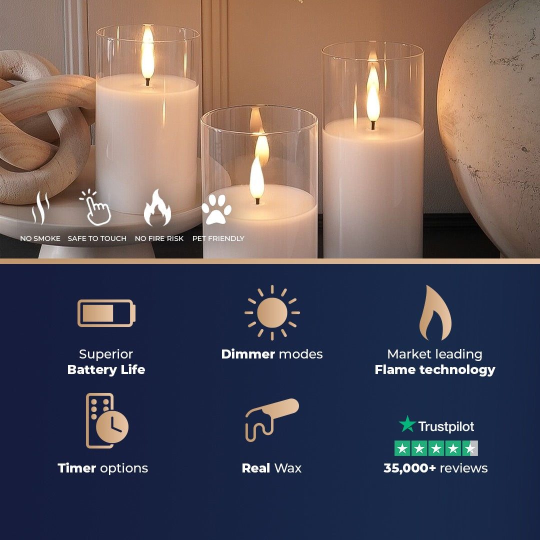 Ember™ Glass Hurricane LED Candle