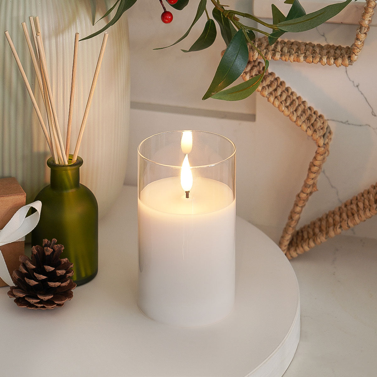 Ember™ Glass Hurricane LED Candle