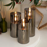 Ember™ Smoked Glass Hurricane LED Candle