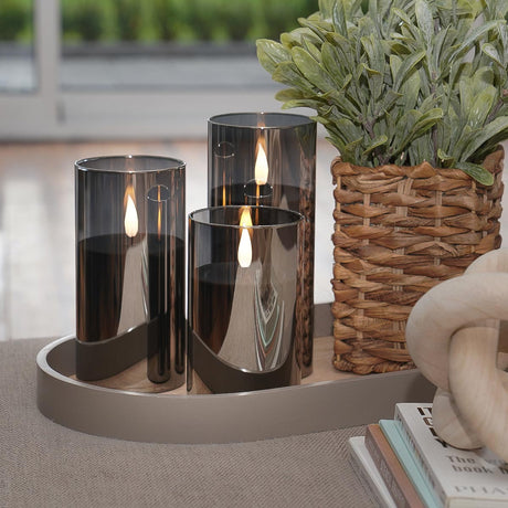 Ember™ Smoked Glass Hurricane LED Candle