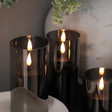 Ember™ Smoked Glass Hurricane LED Candle