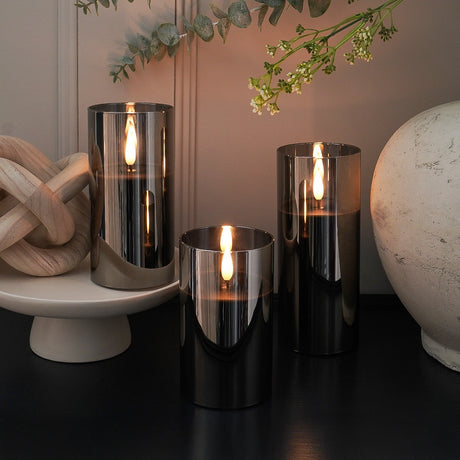 Ember™ Smoked Glass Hurricane LED Candle