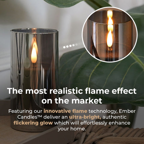 Ember™ Smoked Glass Hurricane LED Candle