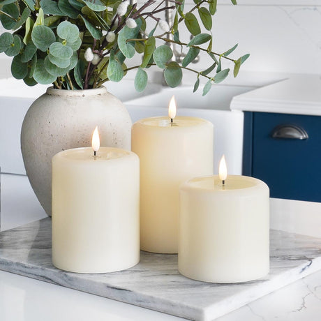Ember™ Ivory LED Chapel Pillar Candle with Large Wax Pooling Effect