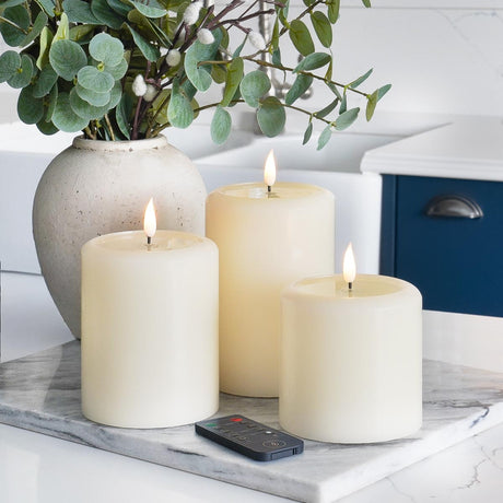 Ember™ Ivory LED Chapel Pillar Candle with Large Wax Pooling Effect