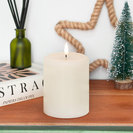Ember™ Ivory LED Chapel Pillar Candle with Large Wax Pooling Effect