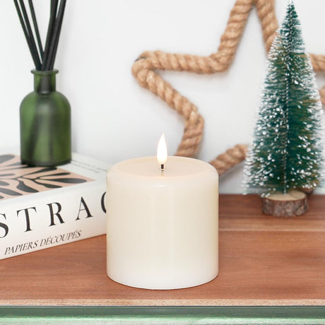 Ember™ Ivory LED Chapel Pillar Candle with Large Wax Pooling Effect