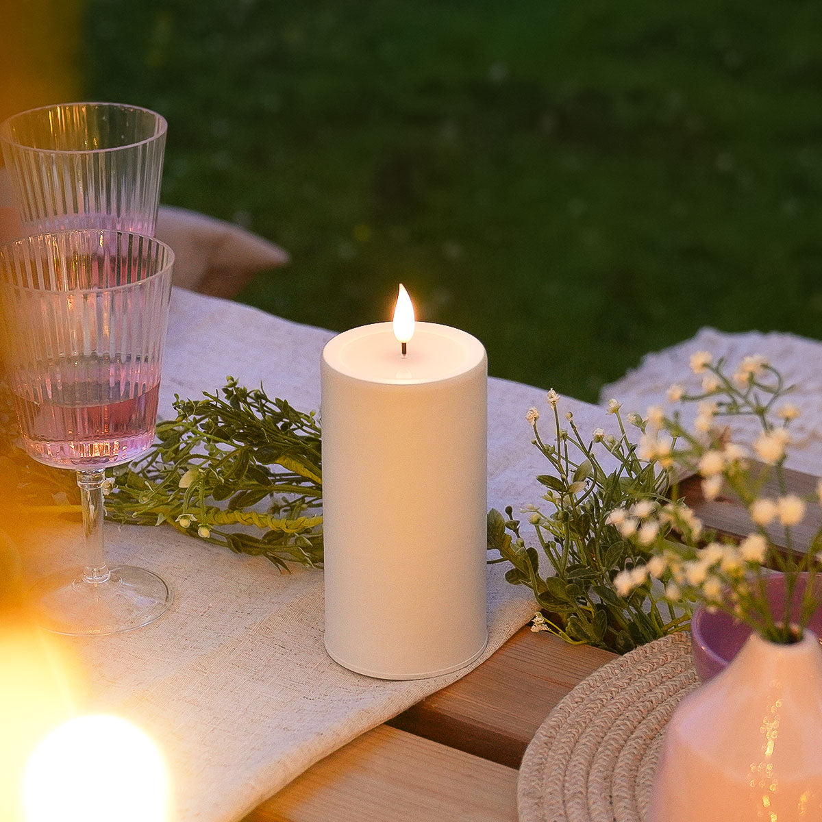 Ember™ LED Outdoor Candle White 15cm