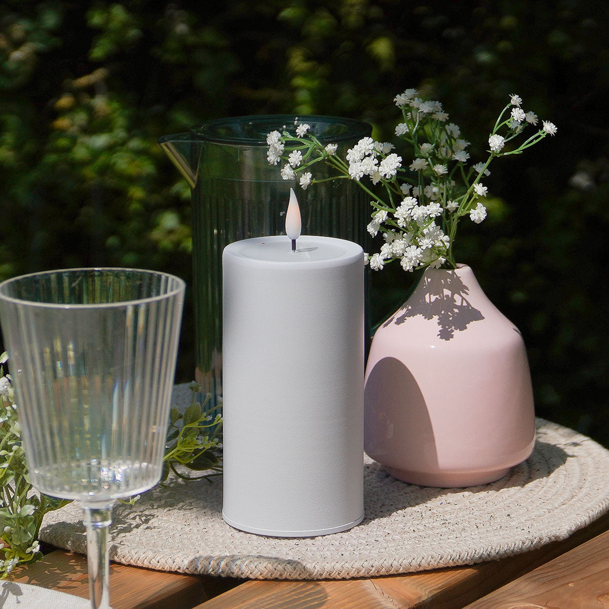 Ember™ LED Outdoor Candle White 15cm