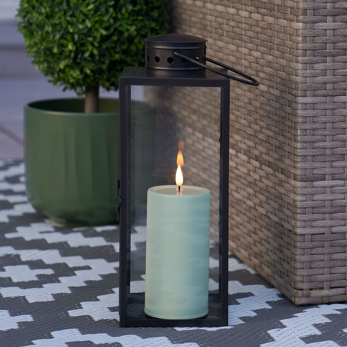Ember™ LED Outdoor Candle Green 15cm