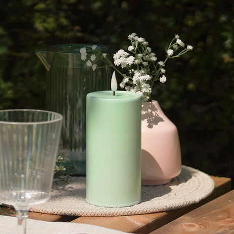 Ember™ LED Outdoor Candle Green 15cm