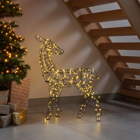 95cm Black Frame Outdoor Light up Reindeer