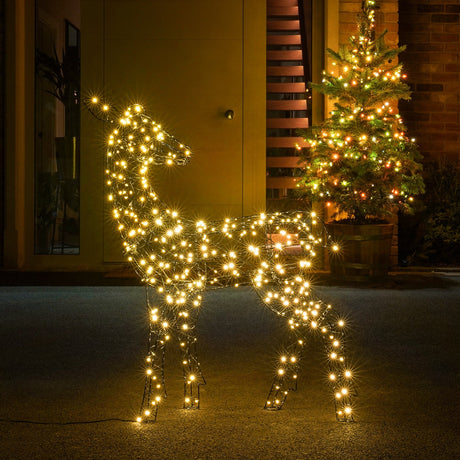 Black Frame Outdoor Light up Reindeer Family