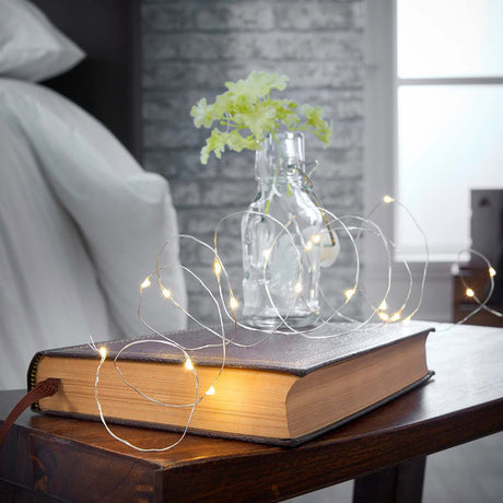 2m Battery Silver Firefly Wire Fairy Lights, 20 LEDs