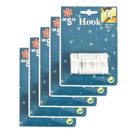 White 'S' Gutter Hooks for 25 and 30 metre Lights, 50 Pack