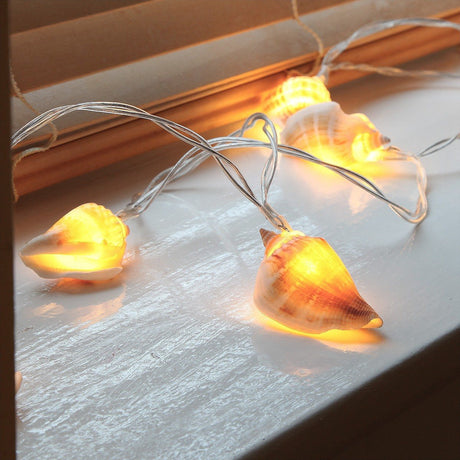 10 Real Shell Warm White LED Battery Fairy Lights