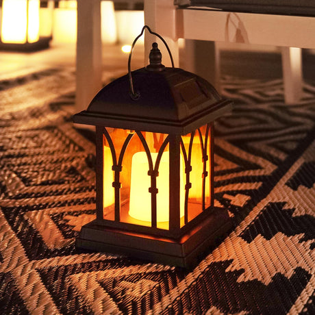 Solar Lantern With Flickering LED Candle 27cm