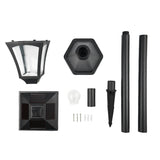 2 Black Security Solar Lamp Posts 1.2m