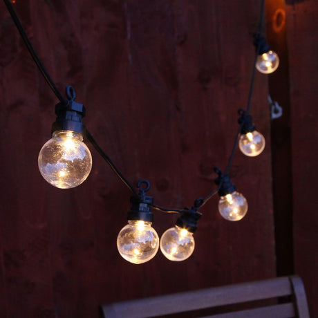 Outdoor Festoon Lights, Connectable, Warm White LEDs, Clear Bulbs, Black Cable