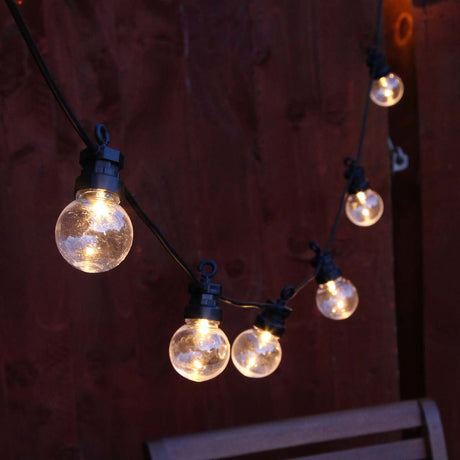 Outdoor Festoon Lights, Connectable, Warm White LEDs, Clear Bulbs, Black Cable