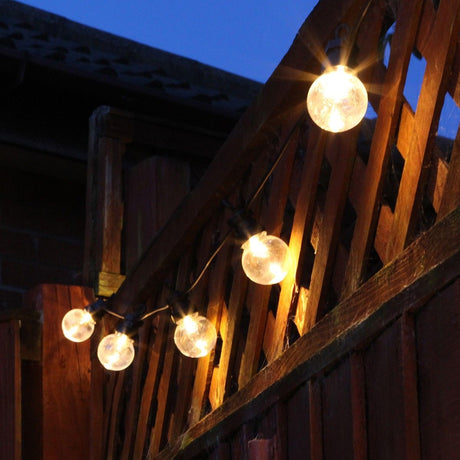 Outdoor Festoon Lights, Connectable, Warm White LEDs, Clear Bulbs, Black Cable