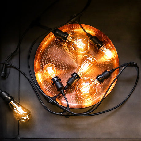 FestoonPro® 10m Long Drop Festoon Belt with 10 Vintage LED Filament Style Bulbs, Connectable