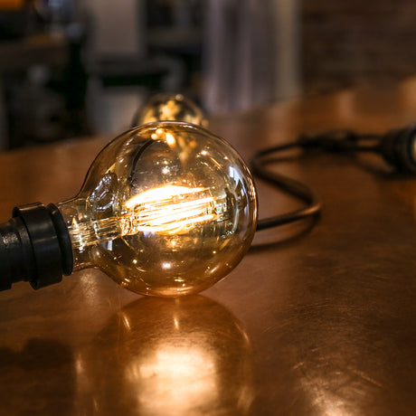 FestoonPro® 10m Long Drop Festoon Belt with 10 Vintage LED Filament Style Bulbs, Connectable