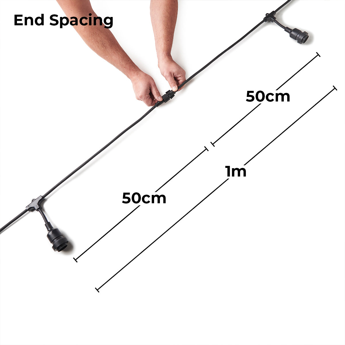FestoonPro® 10m E27 Black Long Drop Festoon Belt, 10 Sockets, Connectable