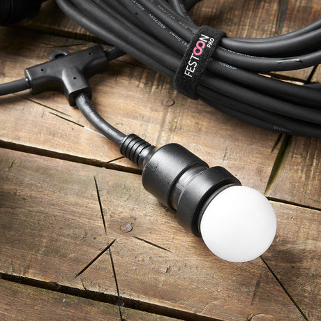 FestoonPro® 10m E27 Black Long Drop Festoon Belt, 10 Sockets, Connectable
