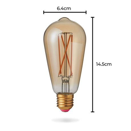 FestoonPro® 4W E27 Fully Dimmable Vintage Tinted Teardrop Filament Style, Warm White LED Light Bulb