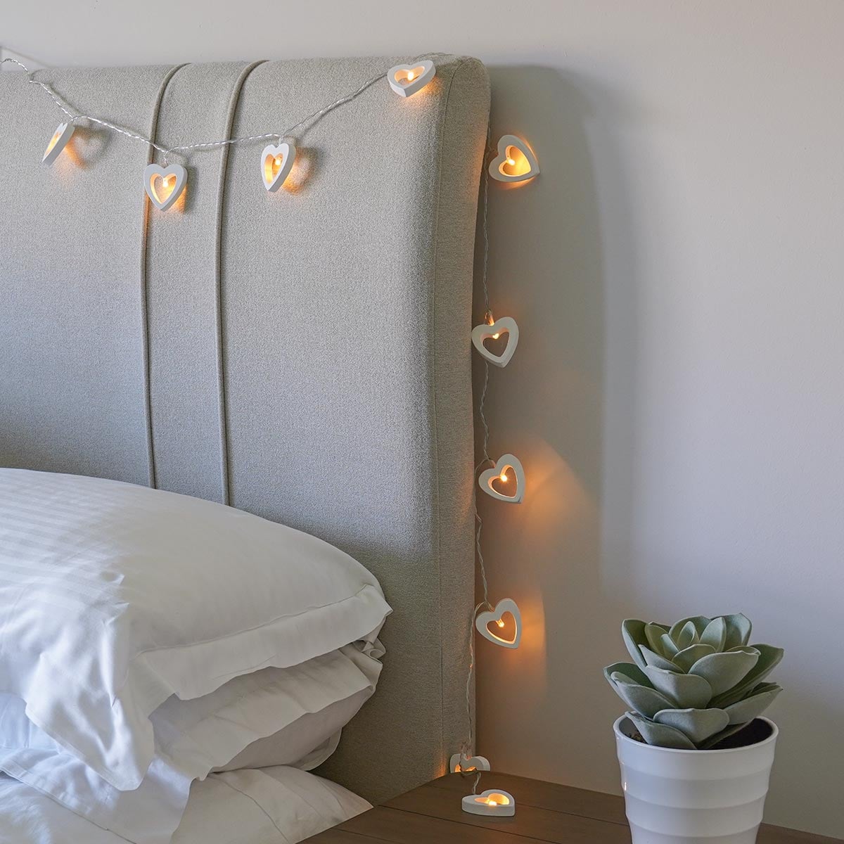 Battery Wooden Heart Fairy Lights, 10 Warm White LEDs