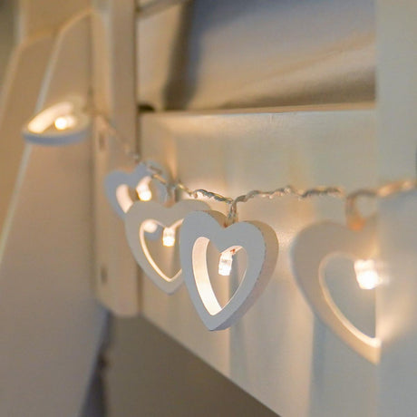 Battery Wooden Heart Fairy Lights, 10 Warm White LEDs