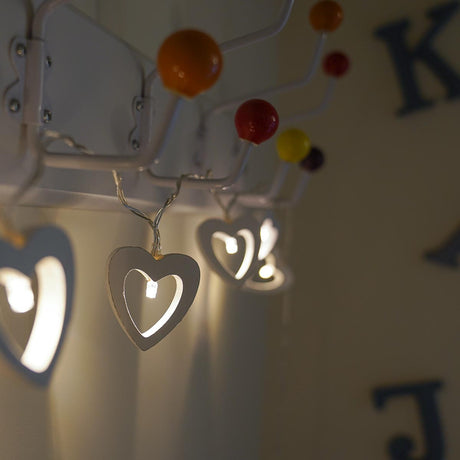 Battery Wooden Heart Fairy Lights, 10 Warm White LEDs