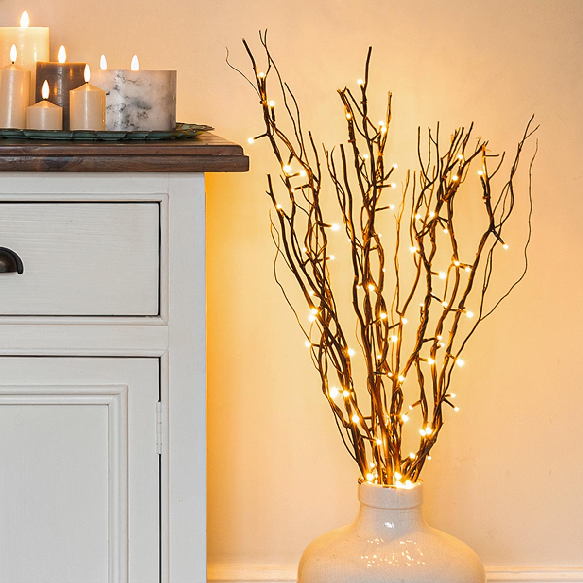 7 Decorative Willow Twig Lights, 50 Warm White LEDs