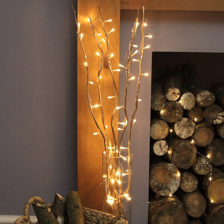 7 Decorative Willow Twig Lights, 50 Warm White LEDs