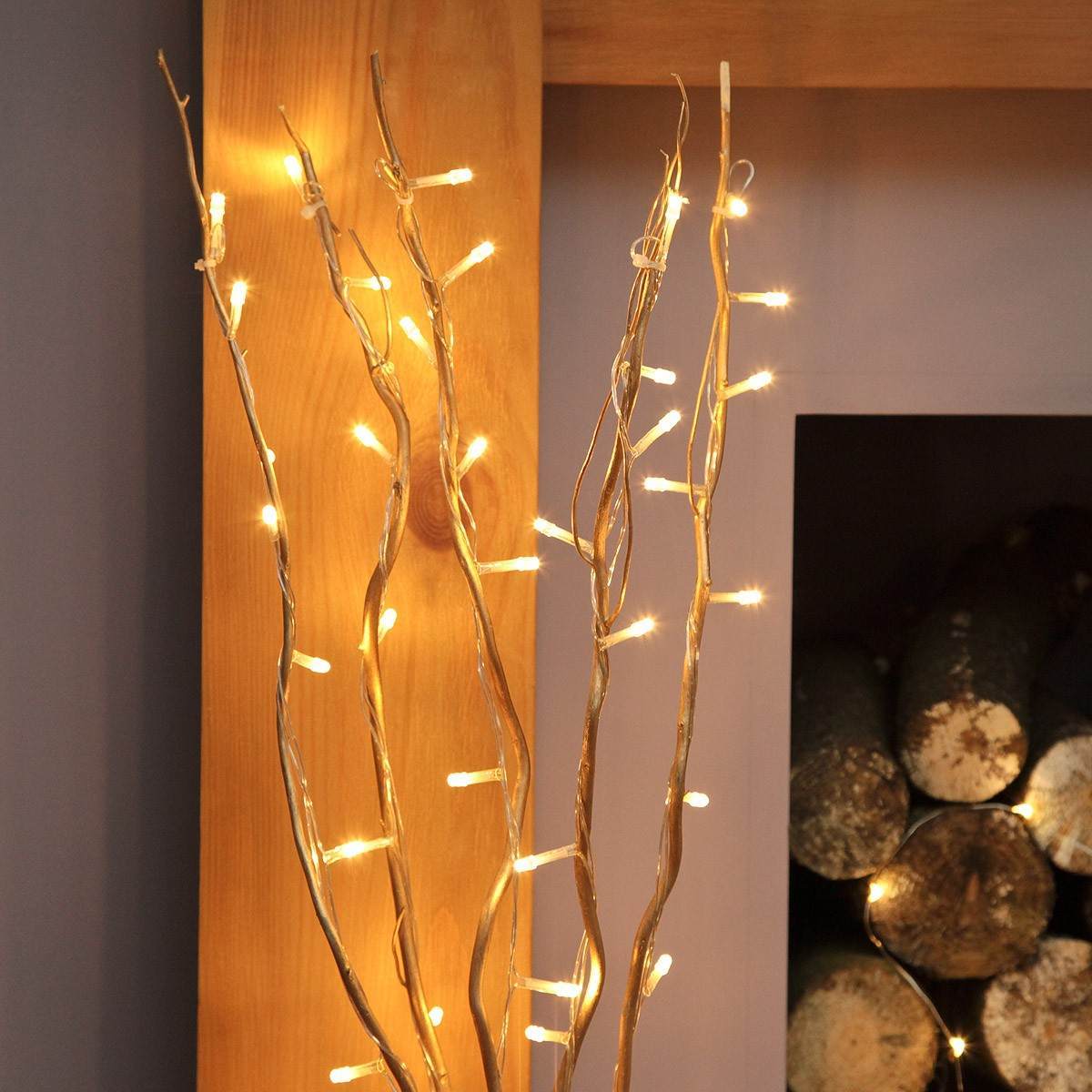 7 Decorative Willow Twig Lights, 50 Warm White LEDs