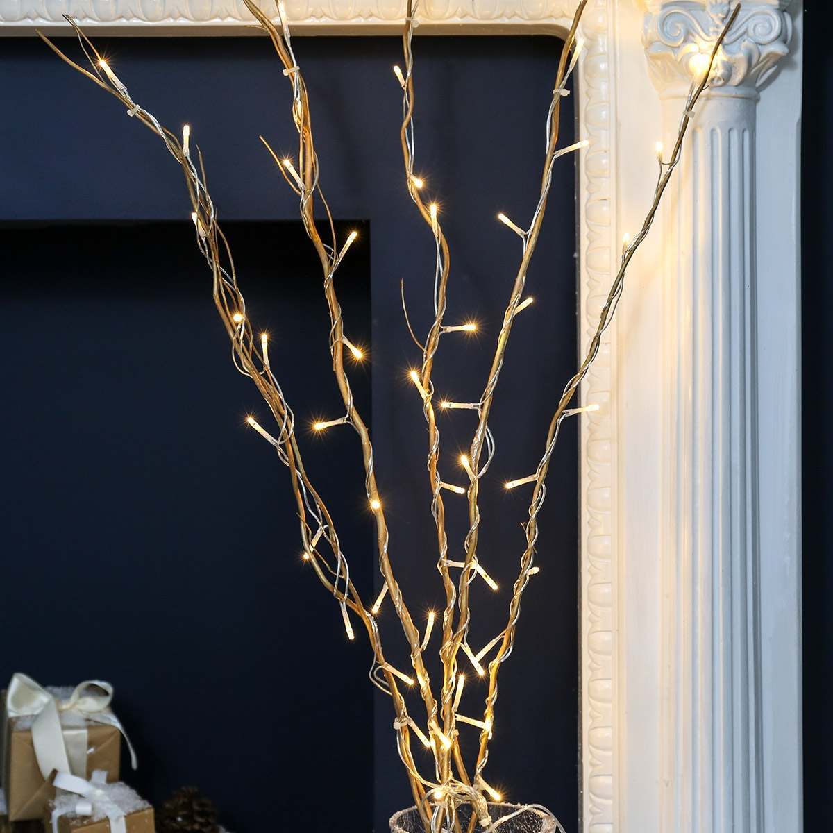 7 Decorative Willow Twig Lights, 50 Warm White LEDs