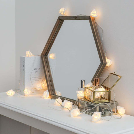 Battery Rose Fairy Lights, 20 Warm White LEDs, 3.8m