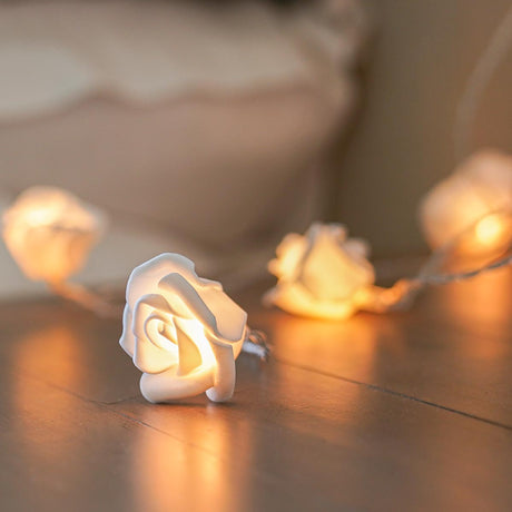 Battery Rose Fairy Lights, 20 Warm White LEDs, 3.8m