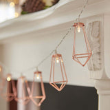 Battery Rose Gold Metal Lantern Fairy Lights, 10 Warm White LEDs