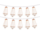 Battery Rose Gold Metal Lantern Fairy Lights, 10 Warm White LEDs